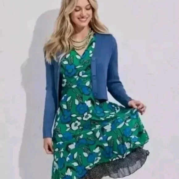 Cabi Dresses | Cabi Celebrate Reversible Dress, #6148 , Size Xs | Color: Blue/Green | Size: Xs | Captnsal's Closet Cabi Dresses | Cabi Celebrate Reversible Dress, #6148 , Size Xs | Color: Blue/Green | Size: Xs | Captnsal's Closet